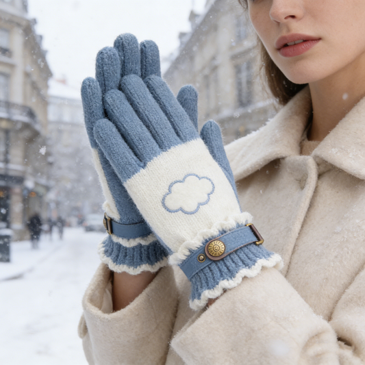 Purple Butterfly Knit Gloves