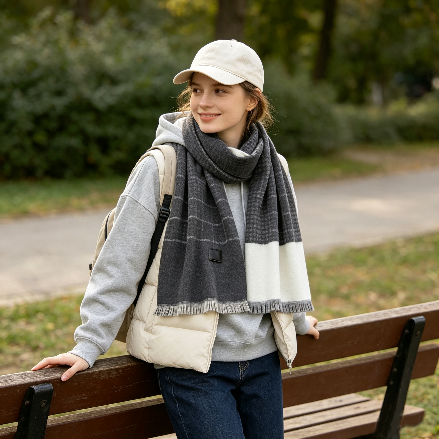 Grey Plaid Scarf
