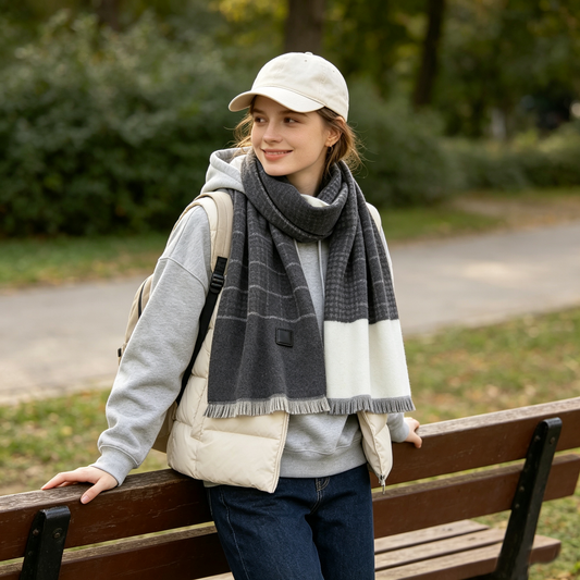 Grey Plaid Scarf