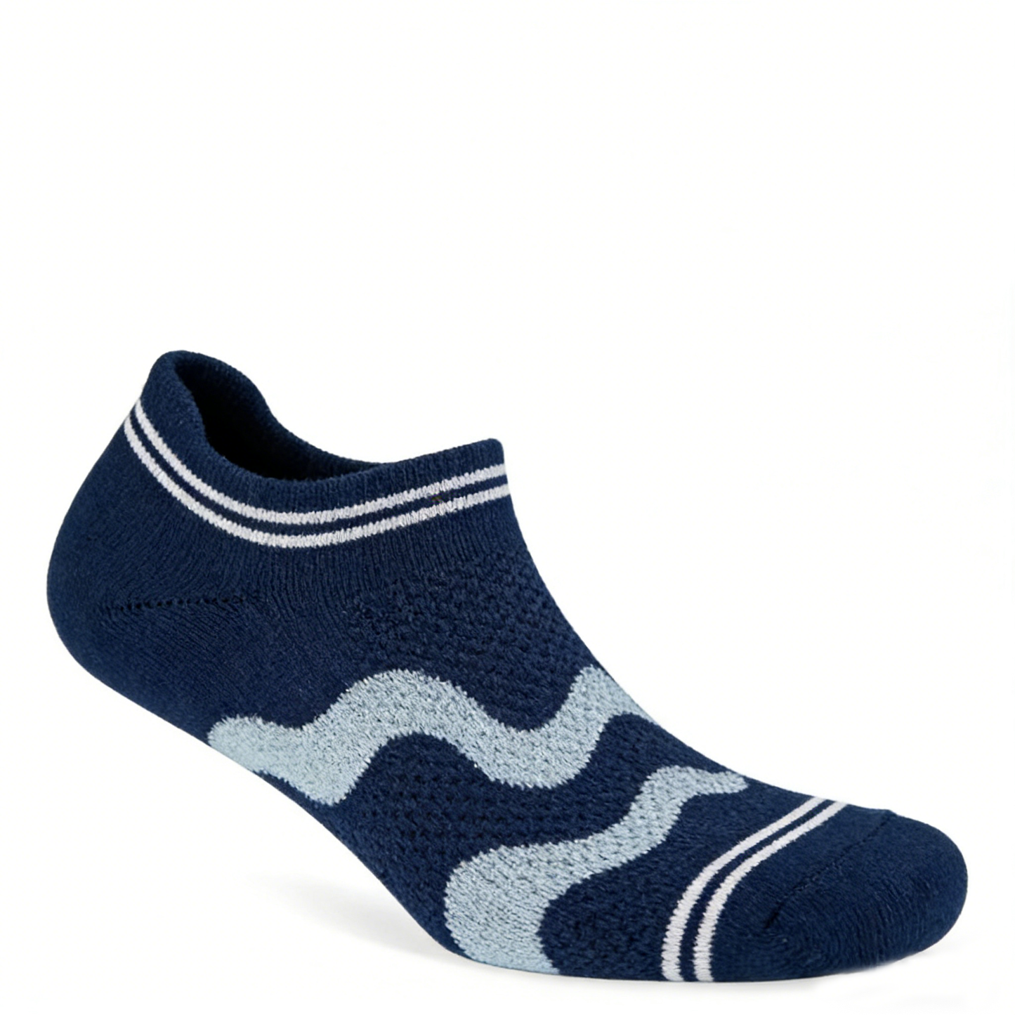 Navy Blue Wave No-Show Socks