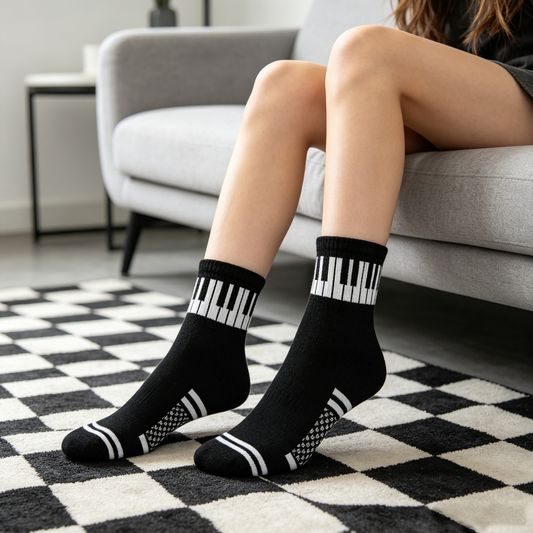 Black Piano Key Ankle Socks